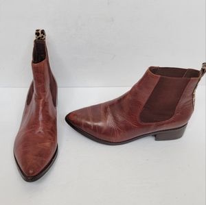 Matisse Pointed Toe Leather Western Bootie Brown Size 6